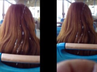 Quay tay xuất tinh đầy tóc em gái trên xe buýt